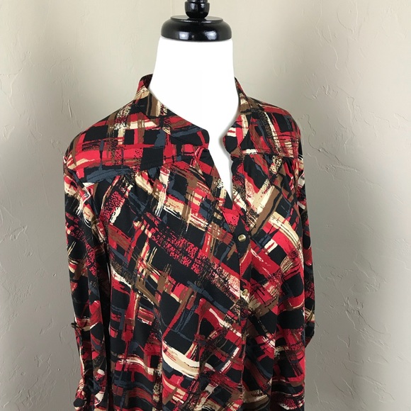 BCBGMaxAzria Button Front Printed Tunic - Picture 2 of 7